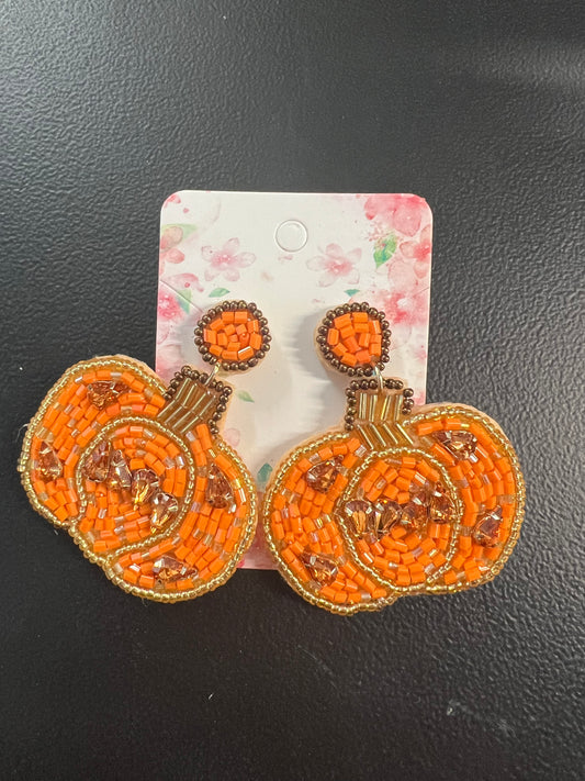 Beaded Pumpkjn Earring