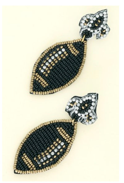 Fleur De Lis Beaded Football Earrings