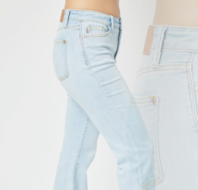 Judy Blue Mid Rise Side Slit Bootcut Jeans