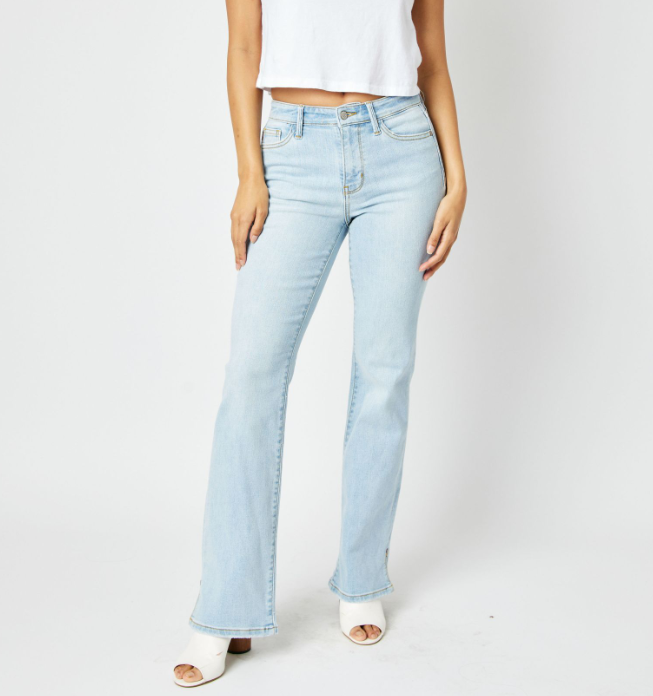 Judy Blue Mid Rise Side Slit Bootcut Jeans