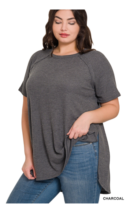 BABY WAFFLE SHORT SLEEVE TOP IN 2 COLORS