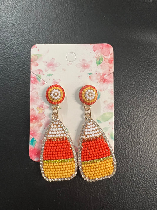 Rhinestone Candy Corn Earrings