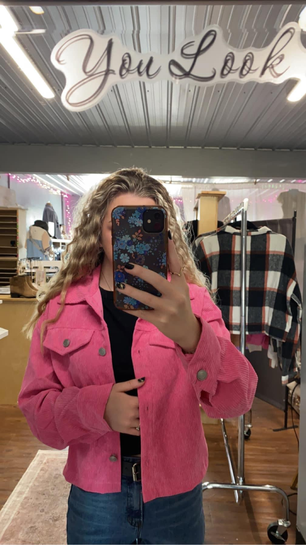 Pink Corduroy Cropped Jacket