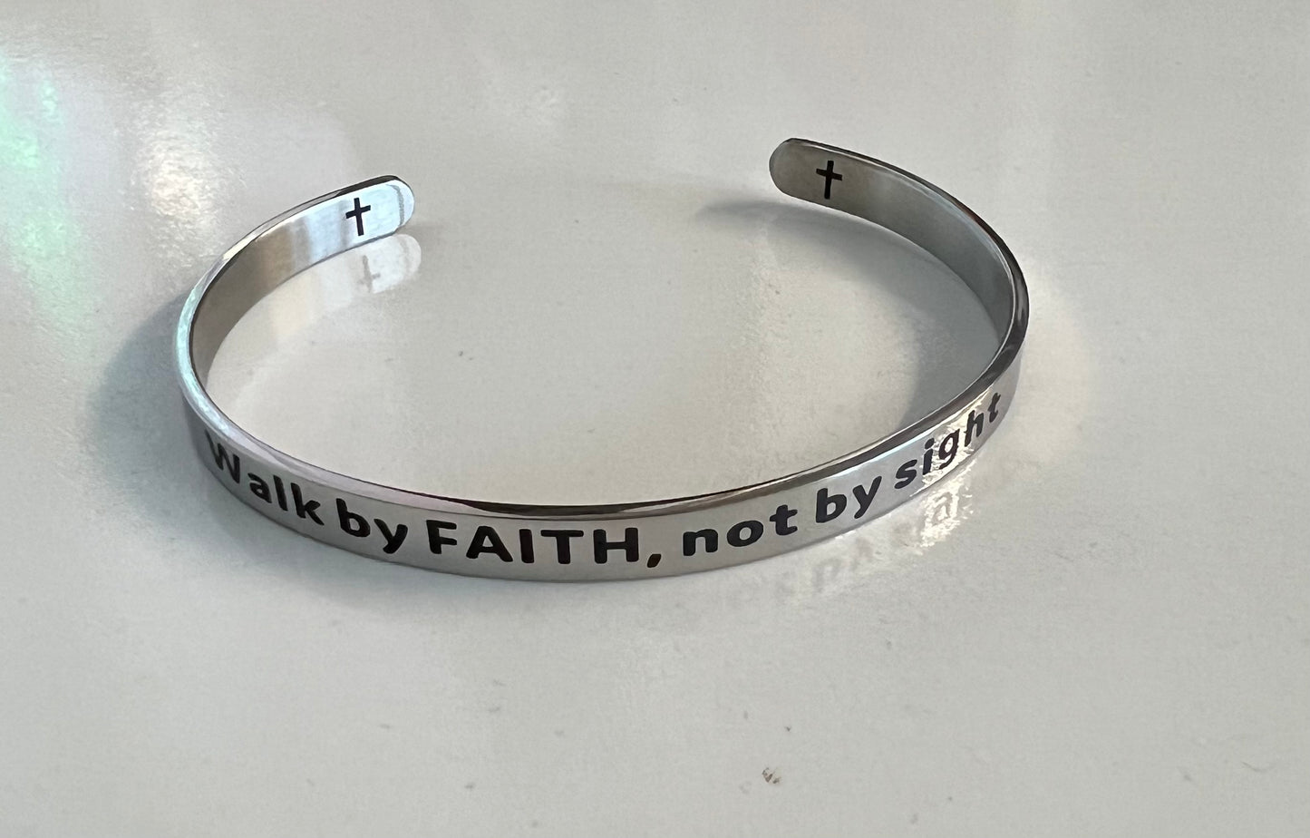 Stainless Steel Cuff Bangle Faith Religion Bangle