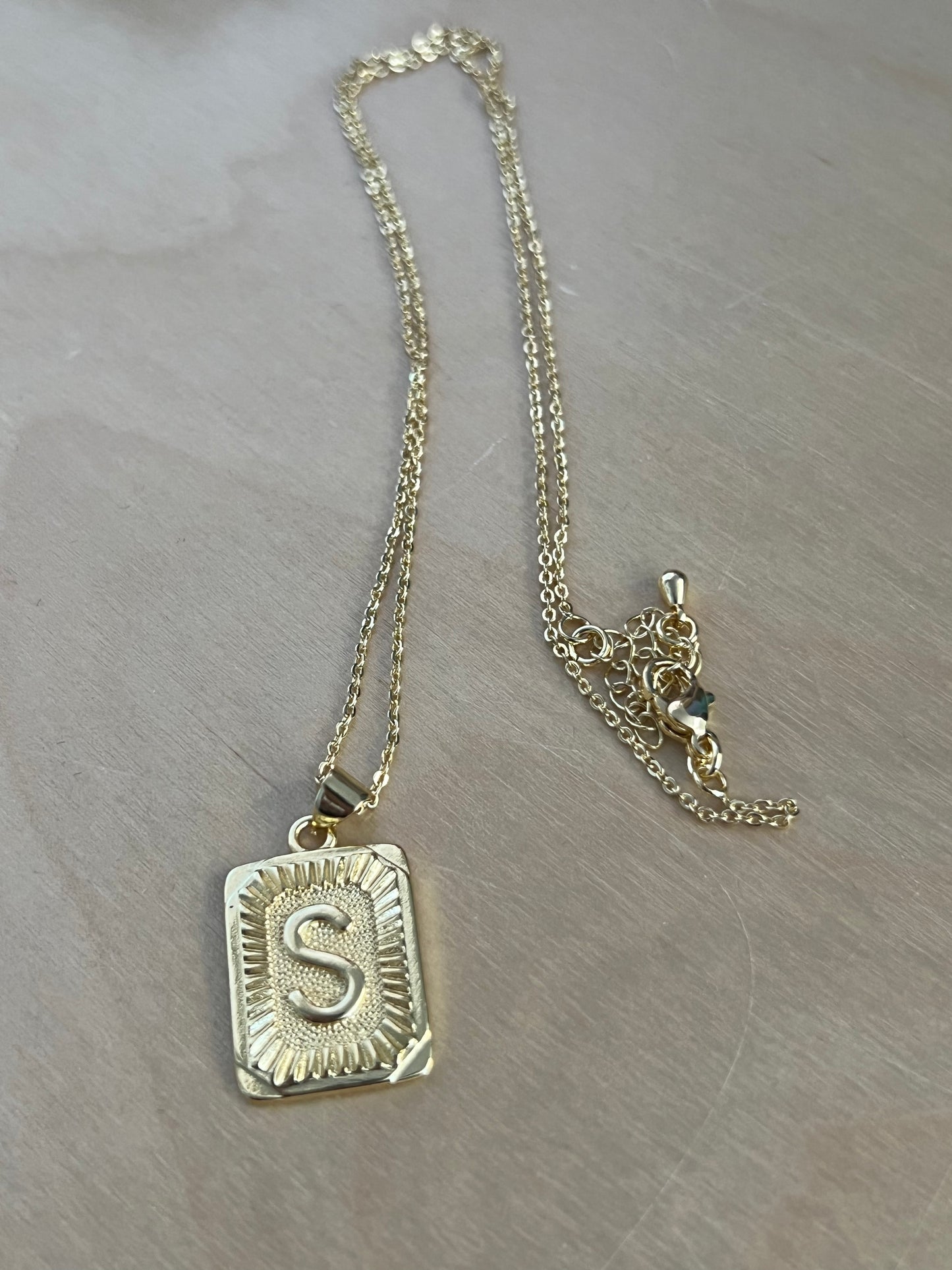 Initial Necklace  Gold Plated