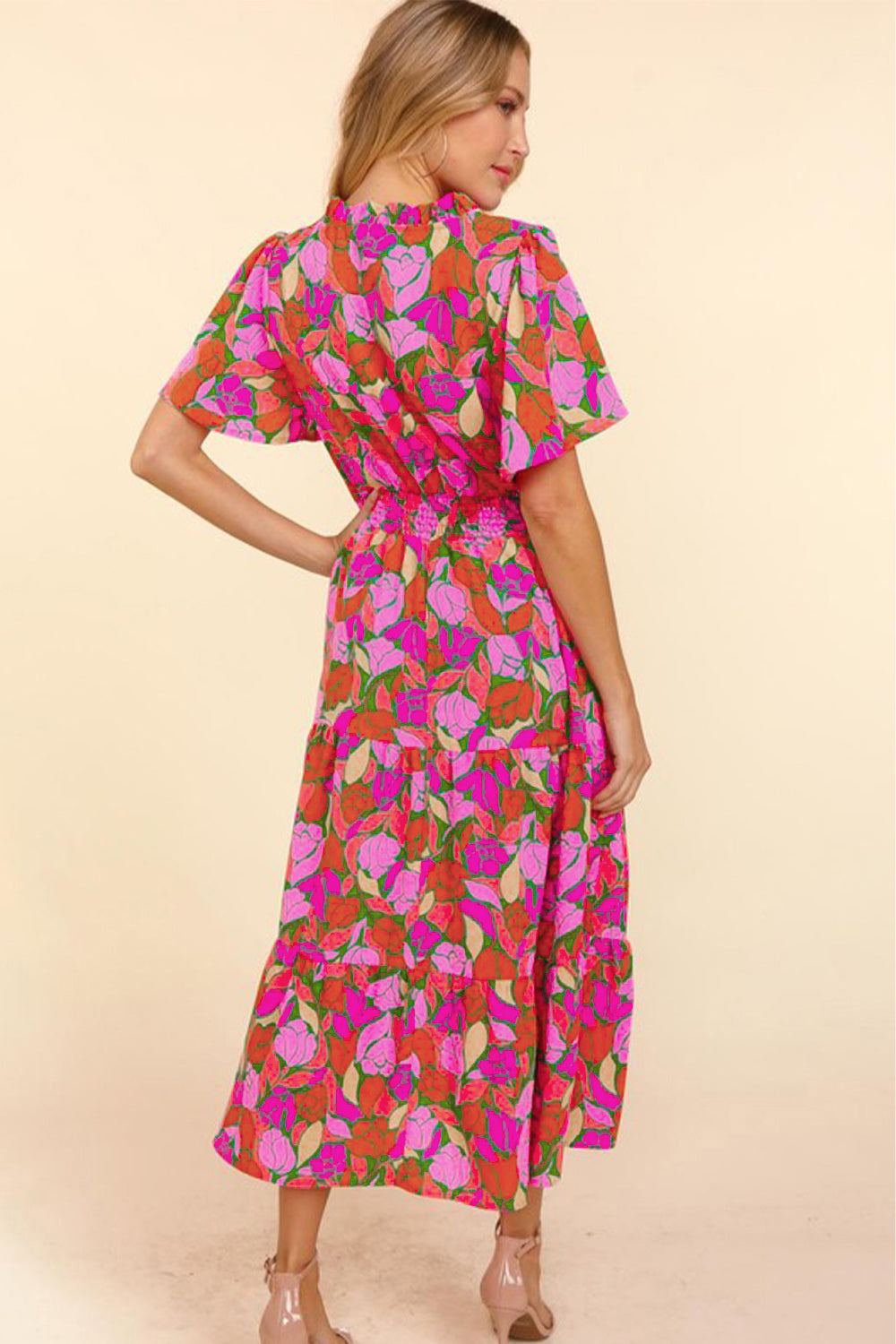 Vibrant Rose Floral Dress