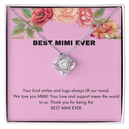 BEST MIMI EVER LOVE KNOT NECKLACE